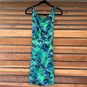 Banana Republic Floral Green and Blue Sleeveless Dress